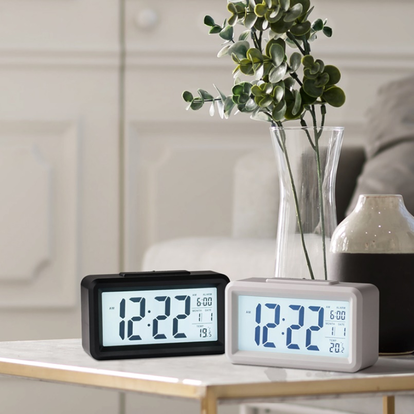 무선 미니 탁상 시계 lcd 탁상시계 건전지 무소음 날짜 온도 알람 달력 책상 led