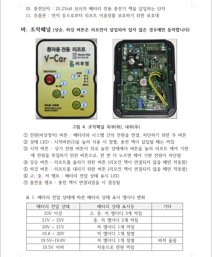 환자용 전동리프트 브이카