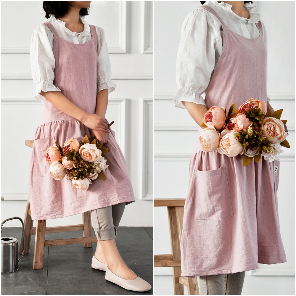 여름앞치마 어린이집 교사 선생님 요양보호사 시원한 원피스형 앞치마