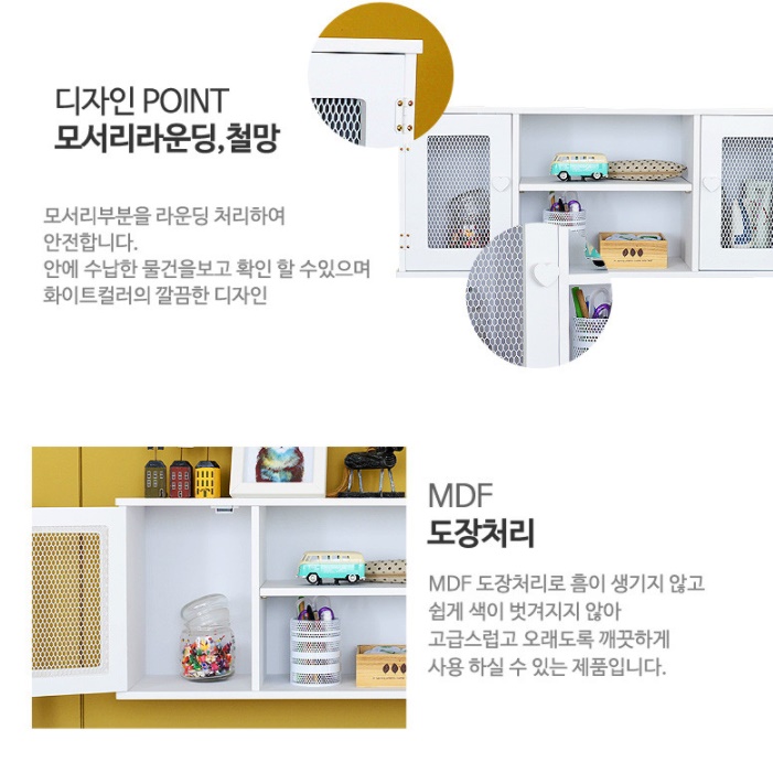 벽걸이수납장 좁은공간 벽수납장 약 도어 형 여닫이 양문 화이트 더높은수납장 부착형 철망