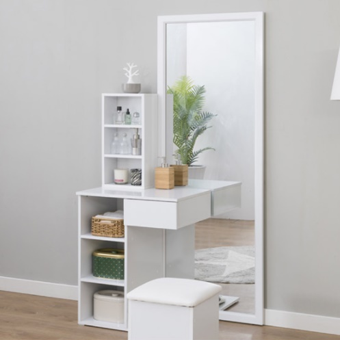입식미니화장대 전신거울 화장대 수납 서랍형 원룸 스탠딩 폭좁은 높은 작은 연예인 600