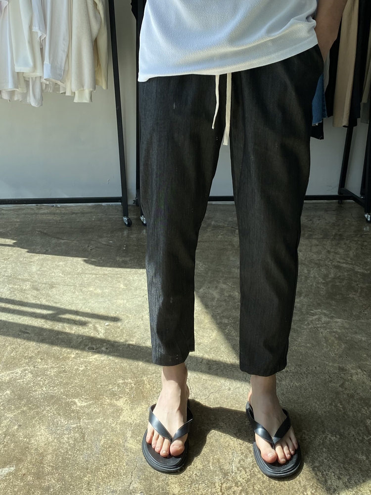 남자마바지 린넨스판 세미와이드 밴딩9부 이미지 4