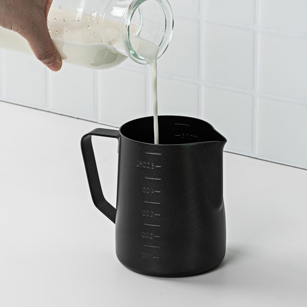 칼딘 눈금형 스팀피쳐 베이직 밀크 스팀 피처 600ml, 블랙 - 상세 이미지 2