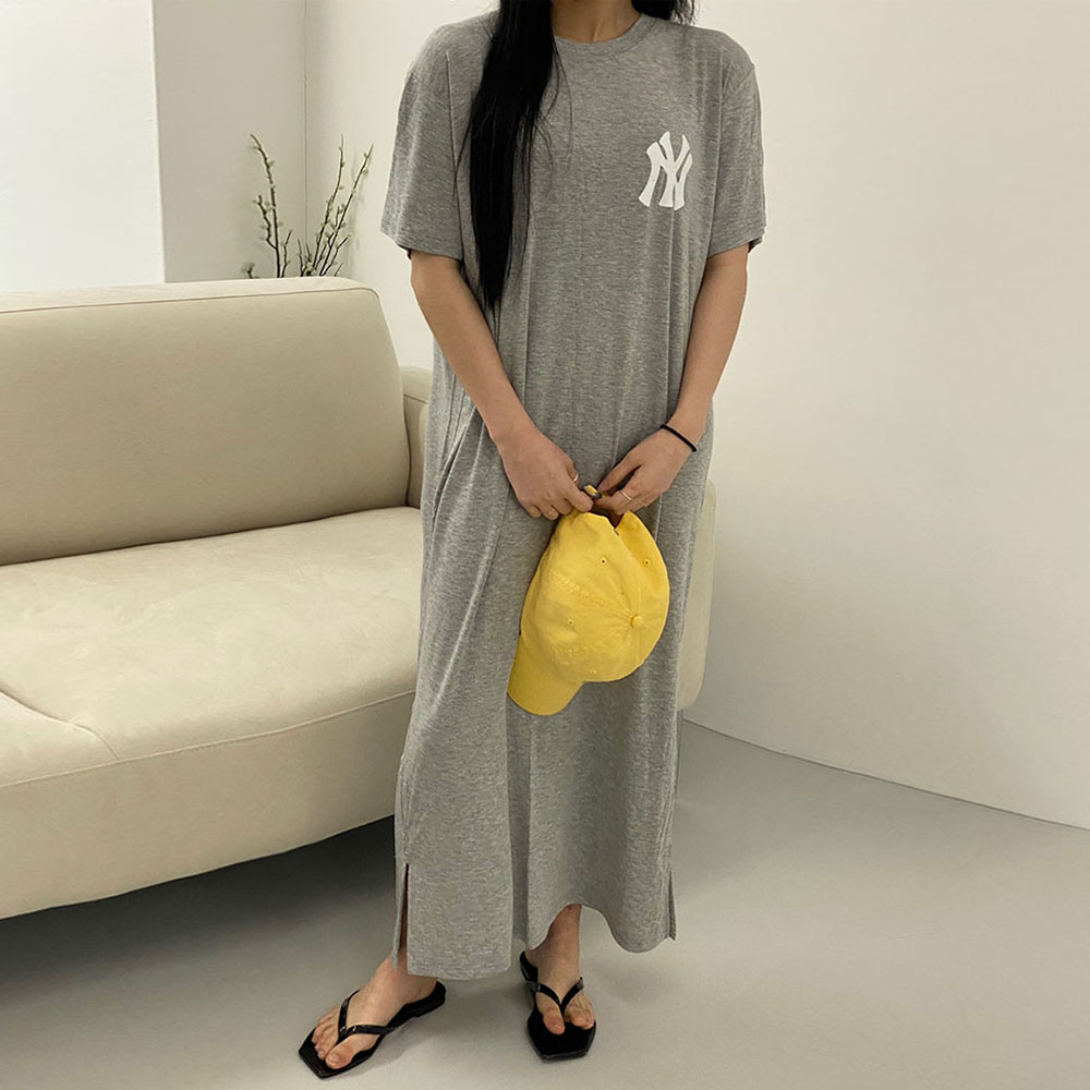 오버무드 여름 빅사이즈  텐셀 꼬임 로고 트레이닝 맥시롱 원피스 3color - 상세 이미지 3