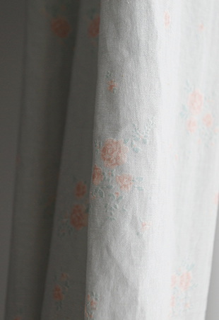 꽃무늬 빈티지 맞춤제작 아이방 린넨 커튼-블루 여아 남아 핀형 봉형