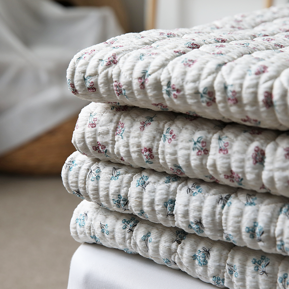 송화 침장 인데코 보타닉 햄프 마 삼베 여름 플라워 패드 삼베 섬유 슈퍼싱글 퀸 침대패드