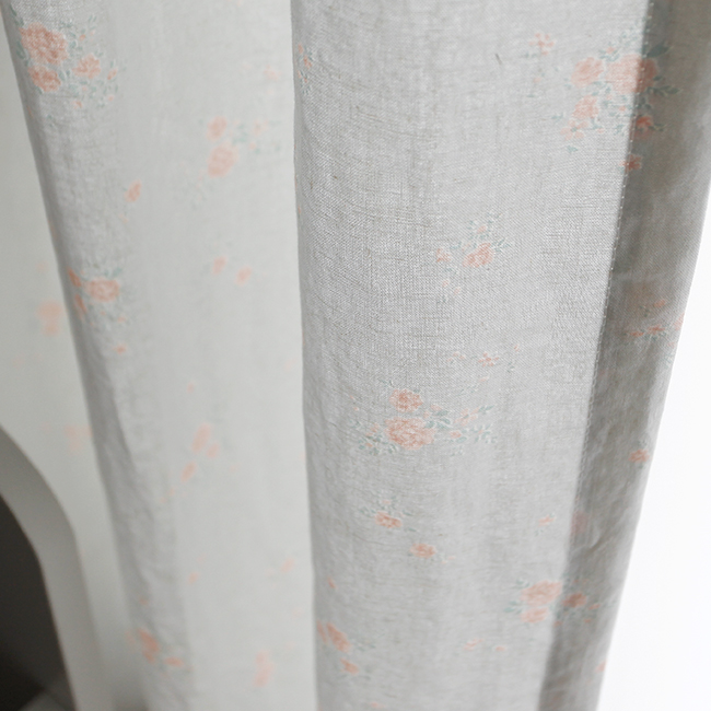 꽃무늬 빈티지 맞춤제작 아이방 린넨 커튼-블루 여아 남아 핀형 봉형