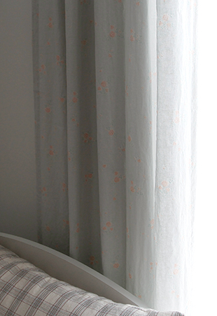 꽃무늬 빈티지 맞춤제작 아이방 린넨 커튼-블루 여아 남아 핀형 봉형