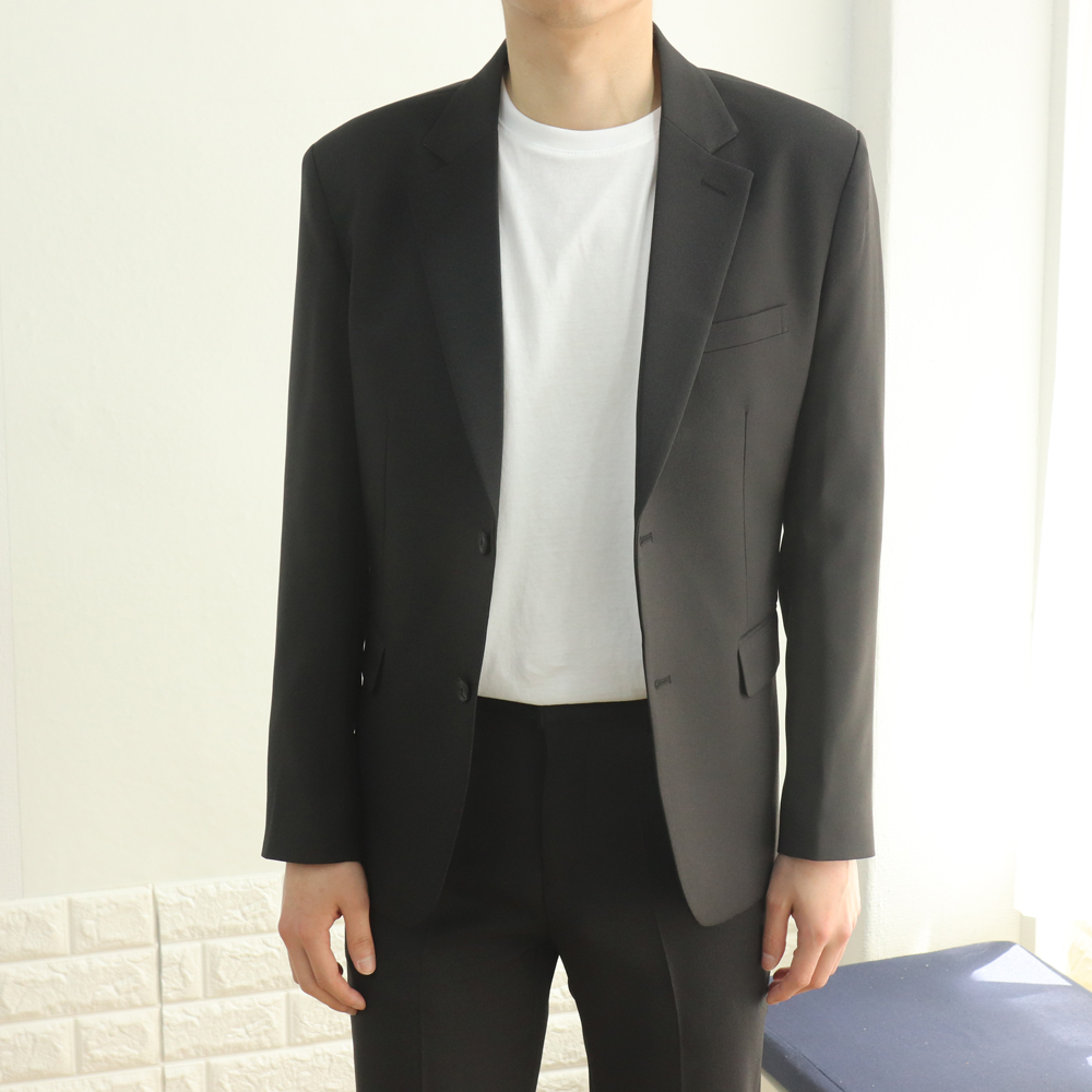 구김없는 링클프리 기본 베이직 캐주얼 봄 여름 가을 겨울 빅사이즈 스판 정장 블레이저자켓 - 상세 이미지 2