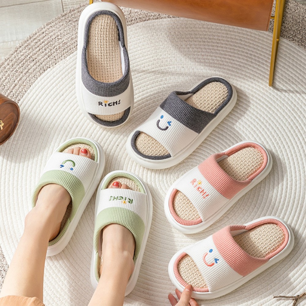 리치 린넨 마 실내 무소음 슬리퍼 푹신한 거실화 층간소음 거실 실내화 실내용 룸슈즈