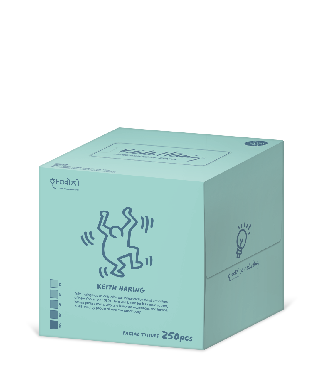 한예지 키스해링 오브제 무형광 곽티슈 각티슈 미용티슈 250매 6입 1팩 - 상세 이미지 2