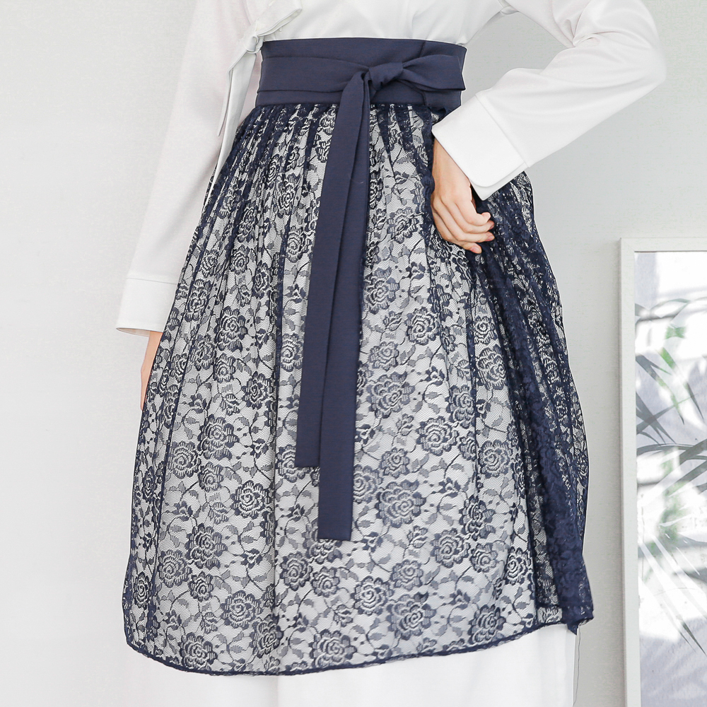 장미의이름 네이비 레이스 덧치마  철릭 코디 다래원한복 : 다래원한복