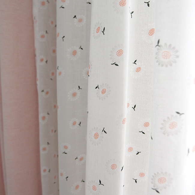 바람꽃 거즈 여름 아이방 맞춤제작 빈티지 꽃무늬 하늘하늘 속커튼