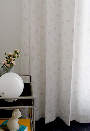 파스텔 꽃무늬 커튼-아이보리 아이방 맞춤제작 핀커튼 빈티지 워싱