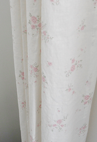 파스텔 꽃무늬 커튼-아이보리 아이방 맞춤제작 핀커튼 빈티지 워싱