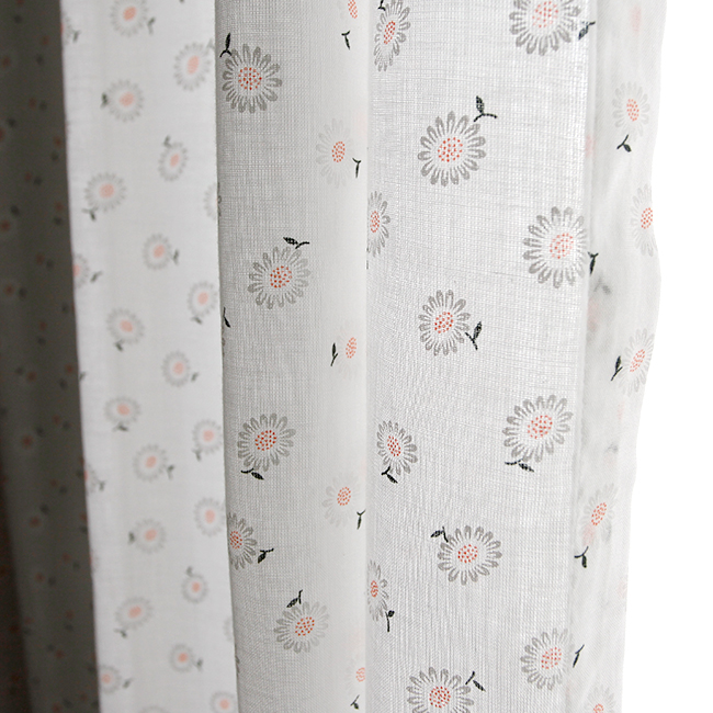 바람꽃 거즈 여름 아이방 맞춤제작 빈티지 꽃무늬 하늘하늘 속커튼