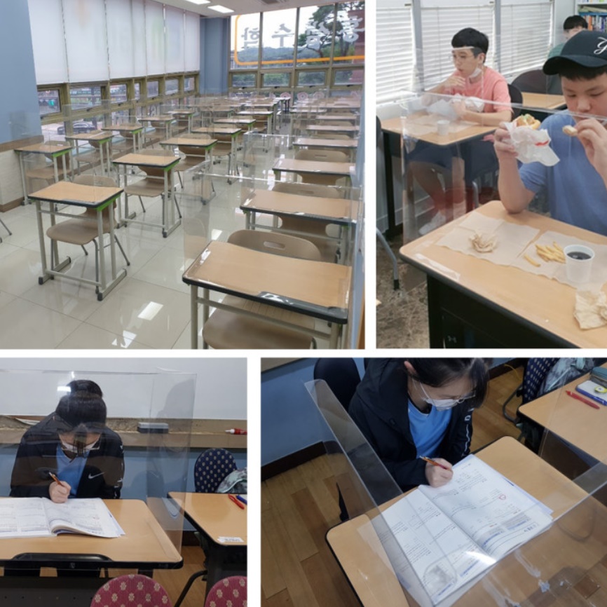 ㄷ자형 코로나 칸막이 투명 아크릴 차단막 아크릴 가리개 학원용 책상용 학교용 가림막 - 상세 이미지 4