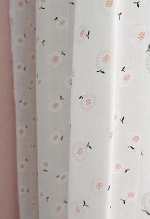 바람꽃 거즈 여름 아이방 맞춤제작 빈티지 꽃무늬 하늘하늘 속커튼