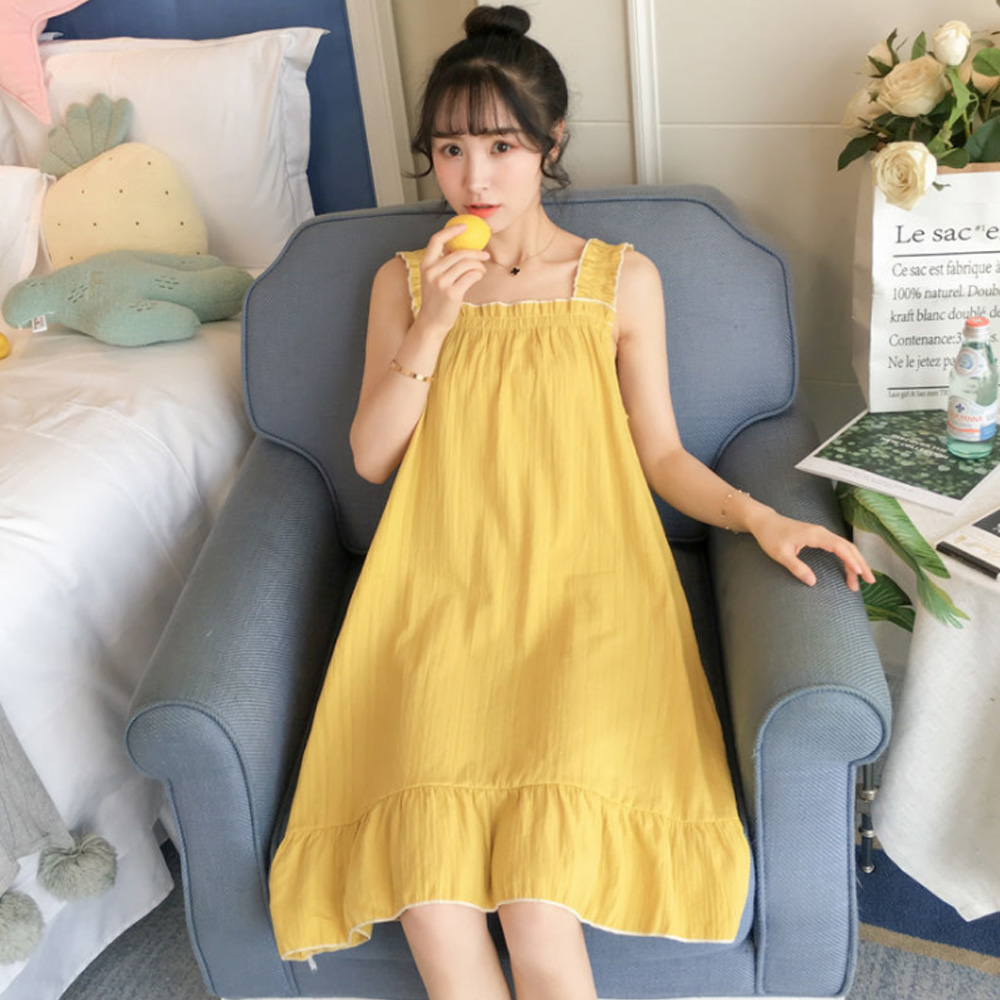 민소매 프릴 여름 원피스 잠옷 파자마 홈웨어 - 상세 이미지 5