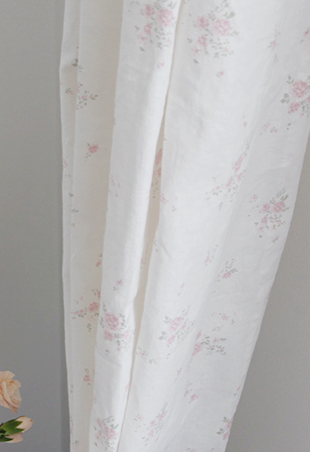 파스텔 꽃무늬 커튼-아이보리 아이방 맞춤제작 핀커튼 빈티지 워싱