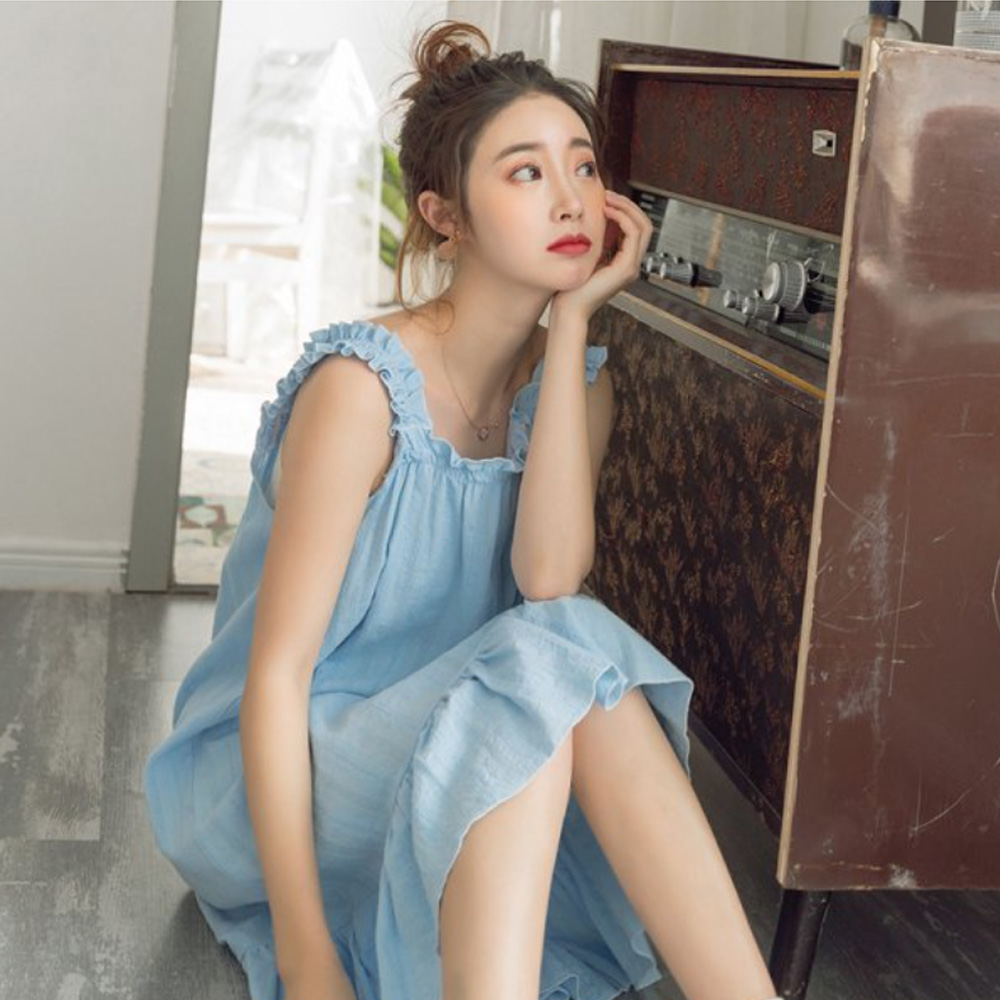 민소매 프릴 여름 원피스 잠옷 파자마 홈웨어 이미지 6