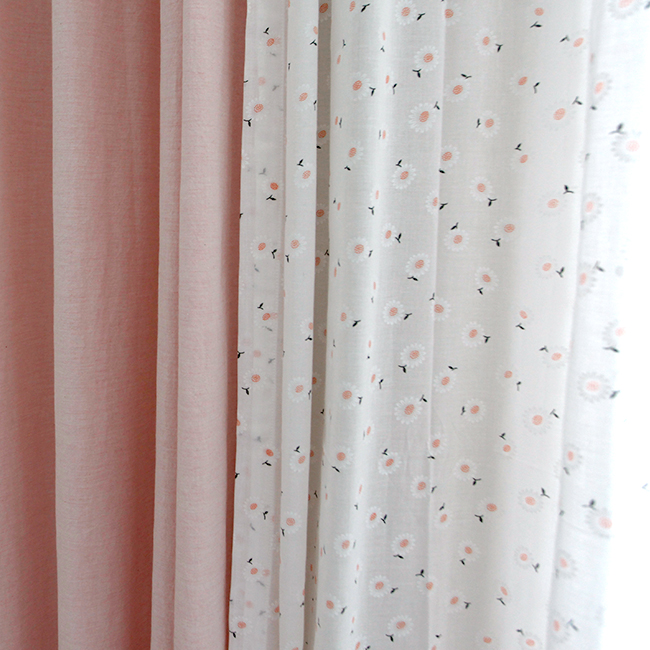 바람꽃 거즈 여름 아이방 맞춤제작 빈티지 꽃무늬 하늘하늘 속커튼