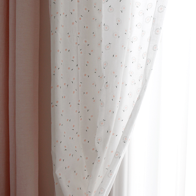 바람꽃 거즈 여름 아이방 맞춤제작 빈티지 꽃무늬 하늘하늘 속커튼