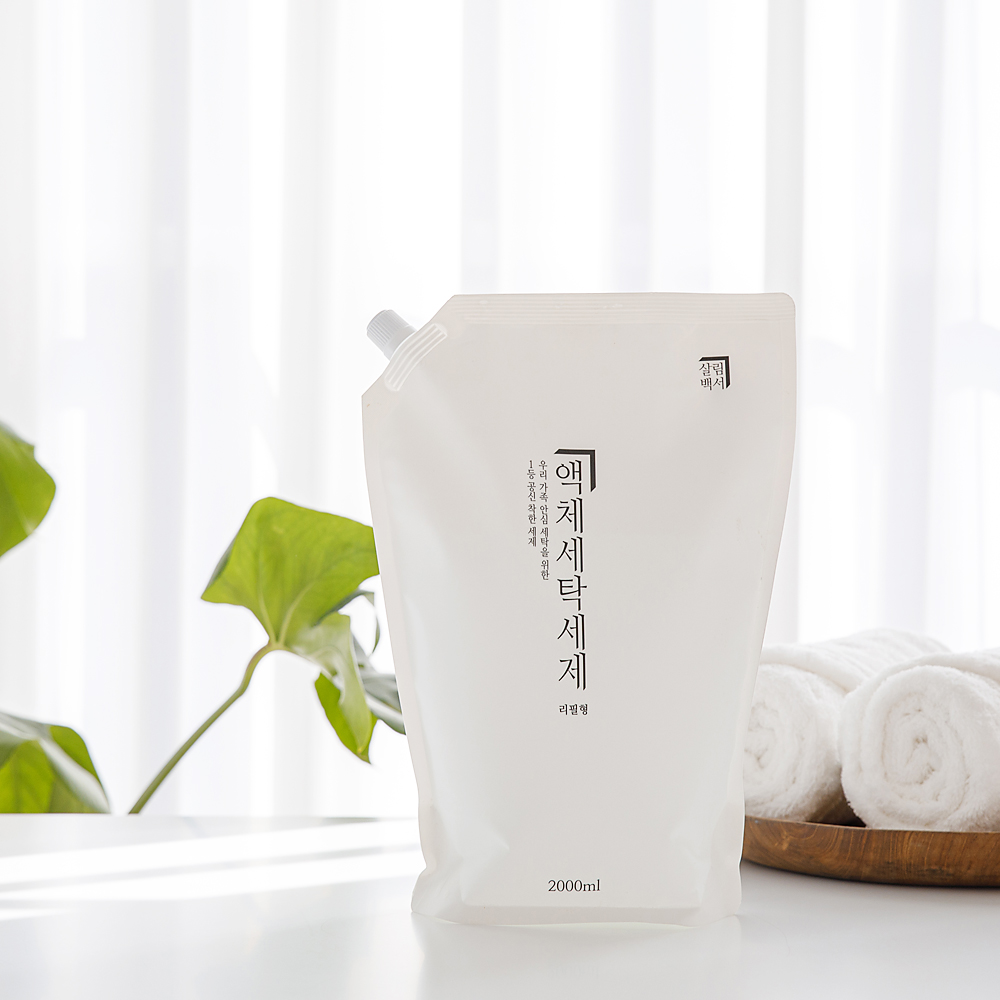 살림백서 액체 세탁세제 리필 천연유래98% 2L 6개 리필형 중성세제 대용량 드럼 세탁기