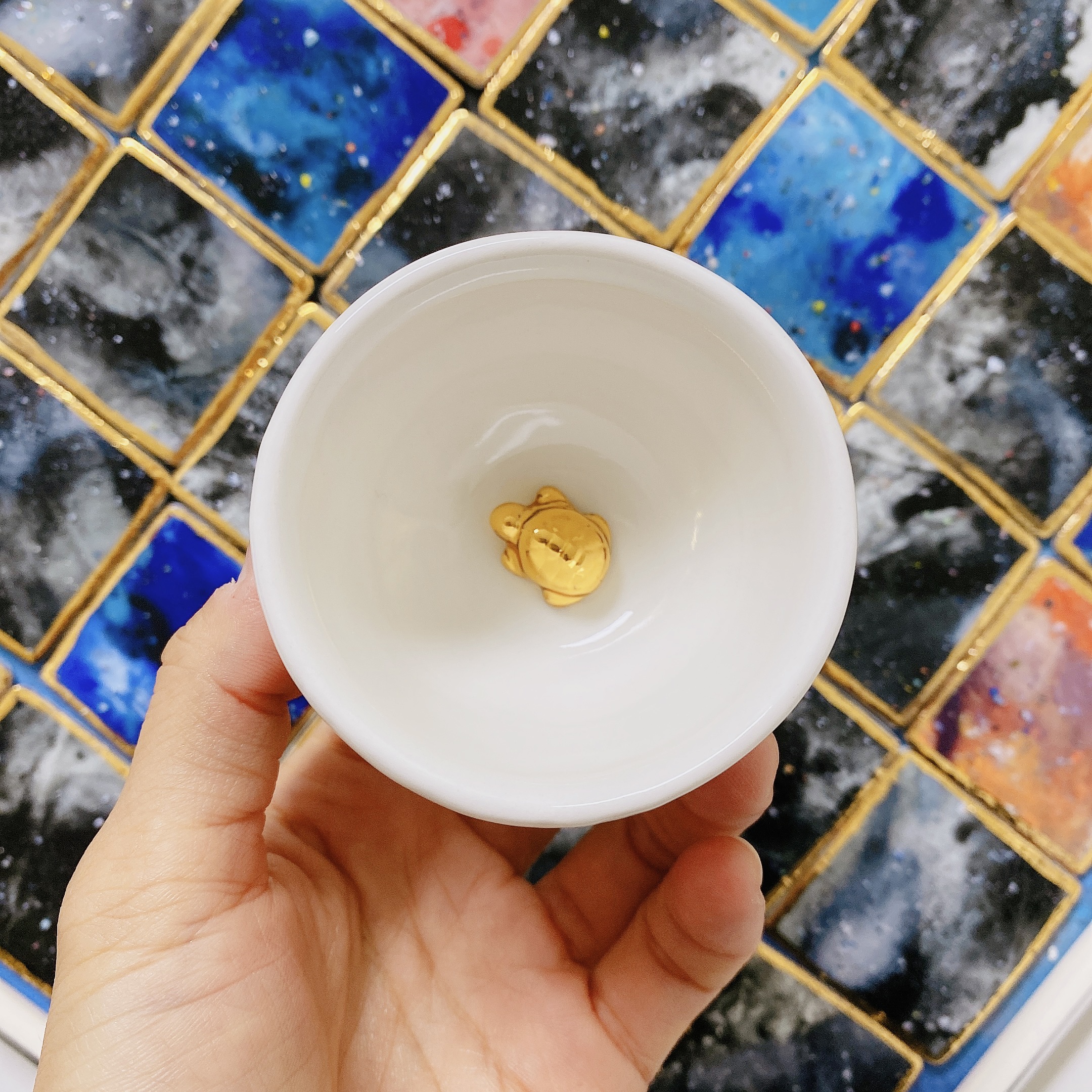 도화 김소영 금거북이 도자기 꽃 소주 잔 술잔 찻잔 24k 집들이 선물 감성 혼술 세트 장수 사케 수공예 주문제작