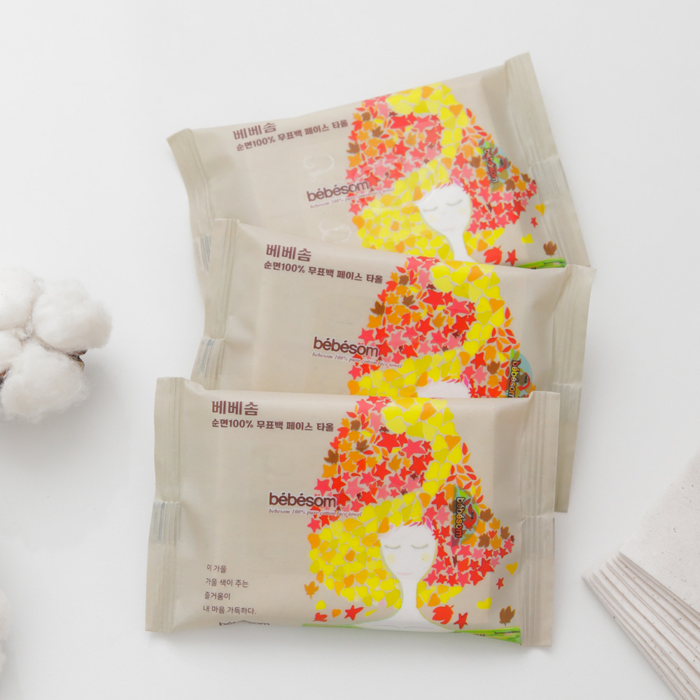 베베솜 무표백 순면 100 일회용 페이스타올 수건 대용 고급형 페이셜티슈 180매