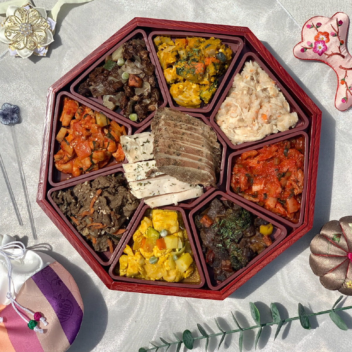 [예약구매] 위닝푸드 강아지 구절판 반려견 생일 케이크 수제 간식 화식 보양식