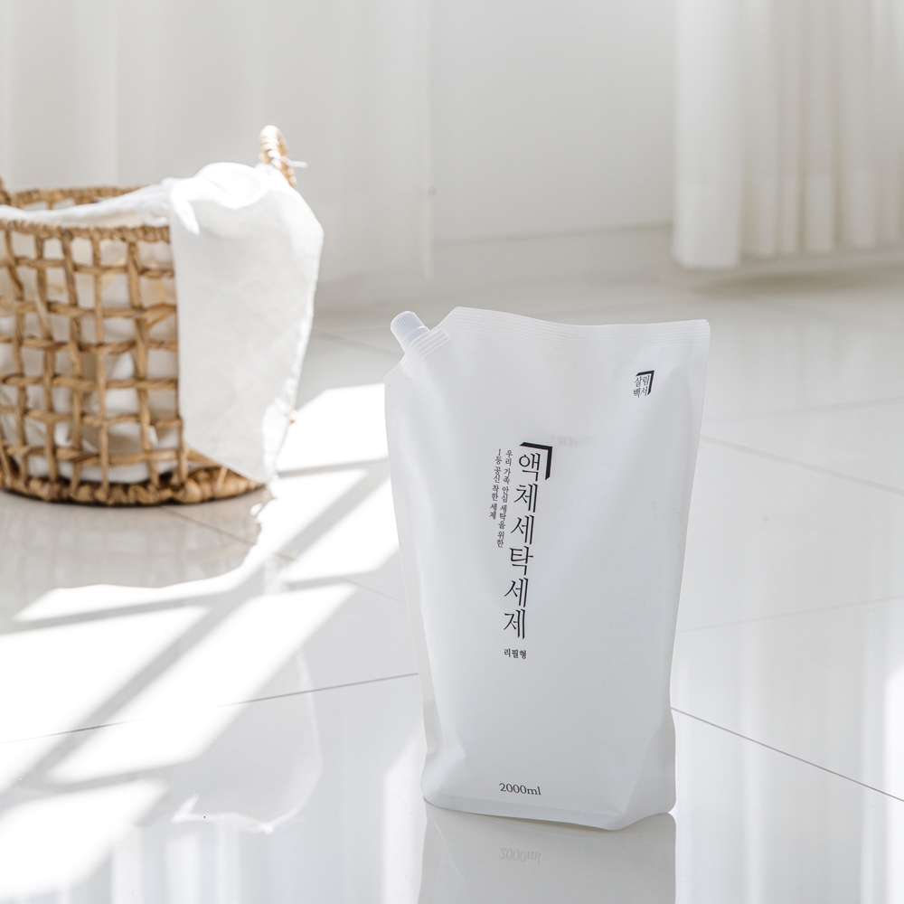 살림백서 액체 세탁세제 리필 천연유래98% 2L 6개 리필형 중성세제 대용량 드럼 세탁기