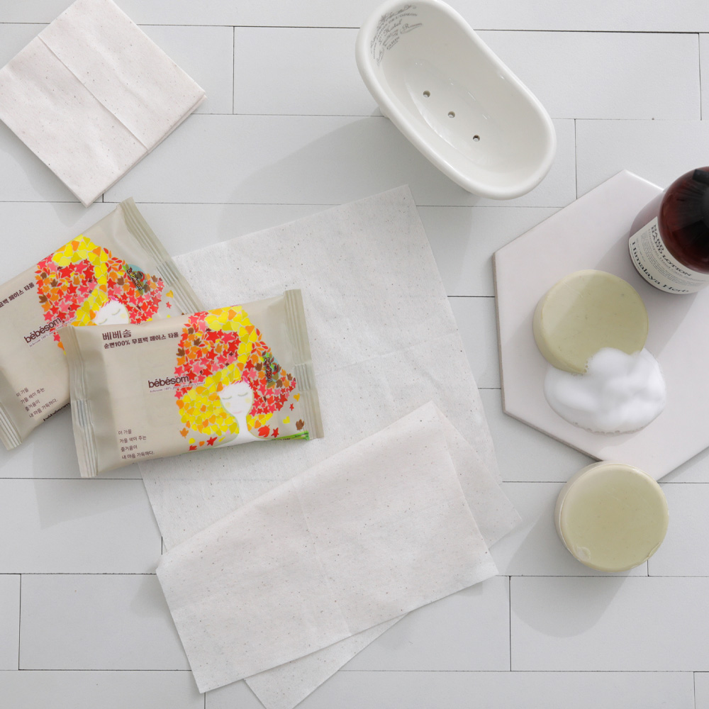 베베솜 무표백 순면 100 일회용 페이스타올 수건 대용 고급형 페이셜티슈 180매
