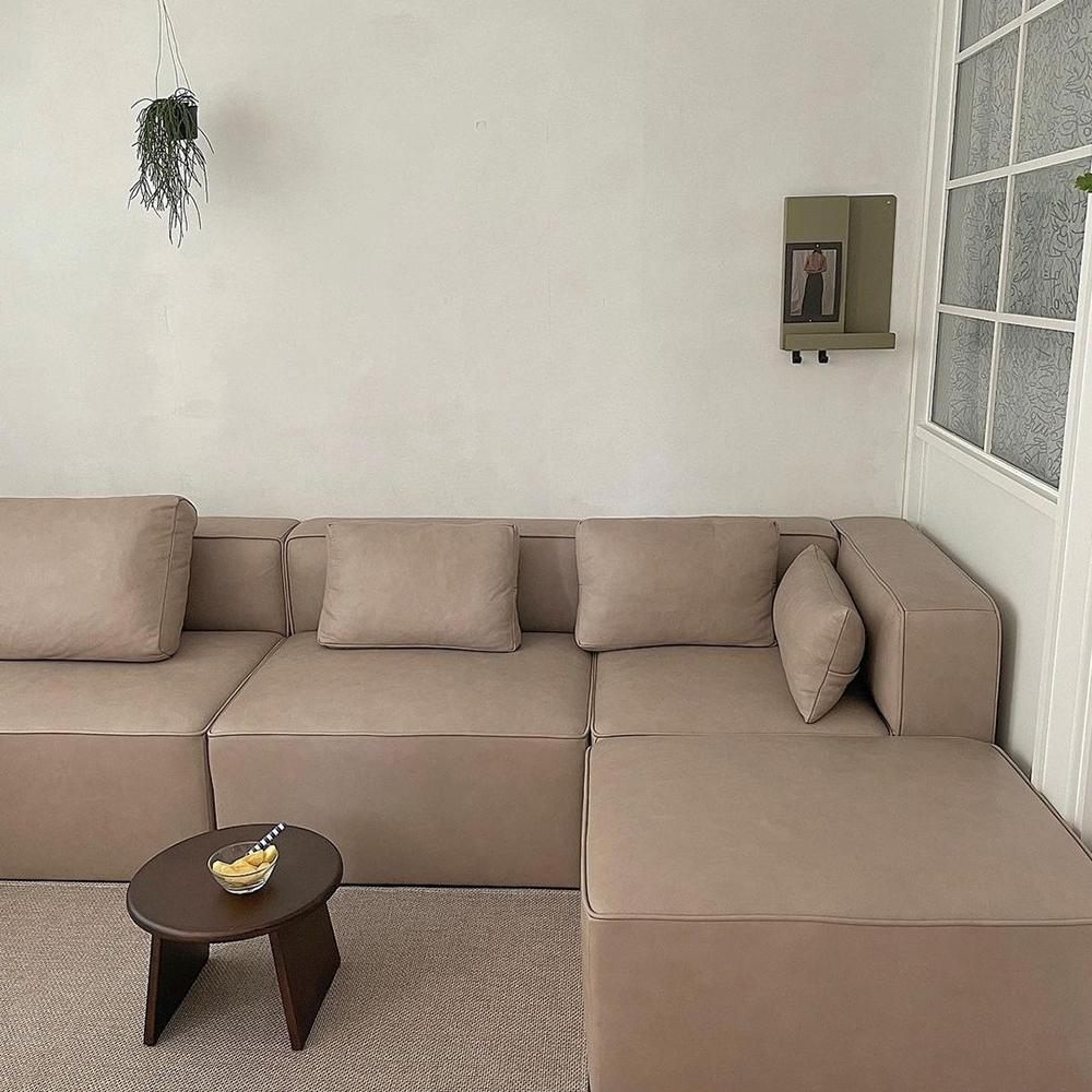 [가죽소파] Y3-19 이태리 내추럴 통가죽 천연면피 소가죽소파(전체가죽) 3인 모듈쇼파