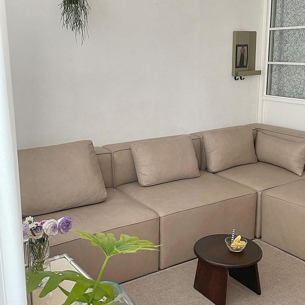 [가죽소파] Y3-19 이태리 내추럴 통가죽 천연면피 소가죽소파(전체가죽) 3인 모듈쇼파