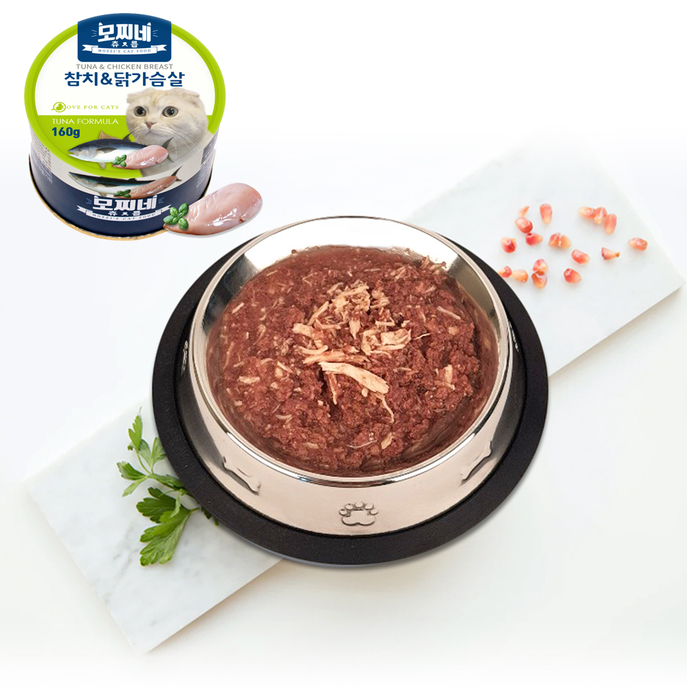 모찌네 국산 사조생산 고양이캔 츄릅 참치+닭가슴살, 160g, 24개 이미지 4