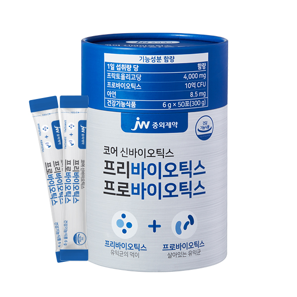 JW중외제약 코어 신바이오틱스 프리바이오틱스 프로바이오틱스 유산균 50포, 1개 - 메인 이미지