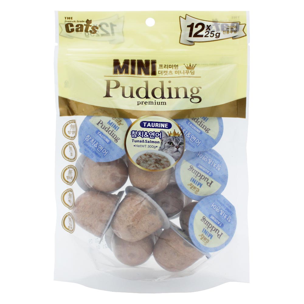 더캣츠 미니푸딩 고양이캔 고양이통조림 파우치 간식 참치+연어, 300g, 1개