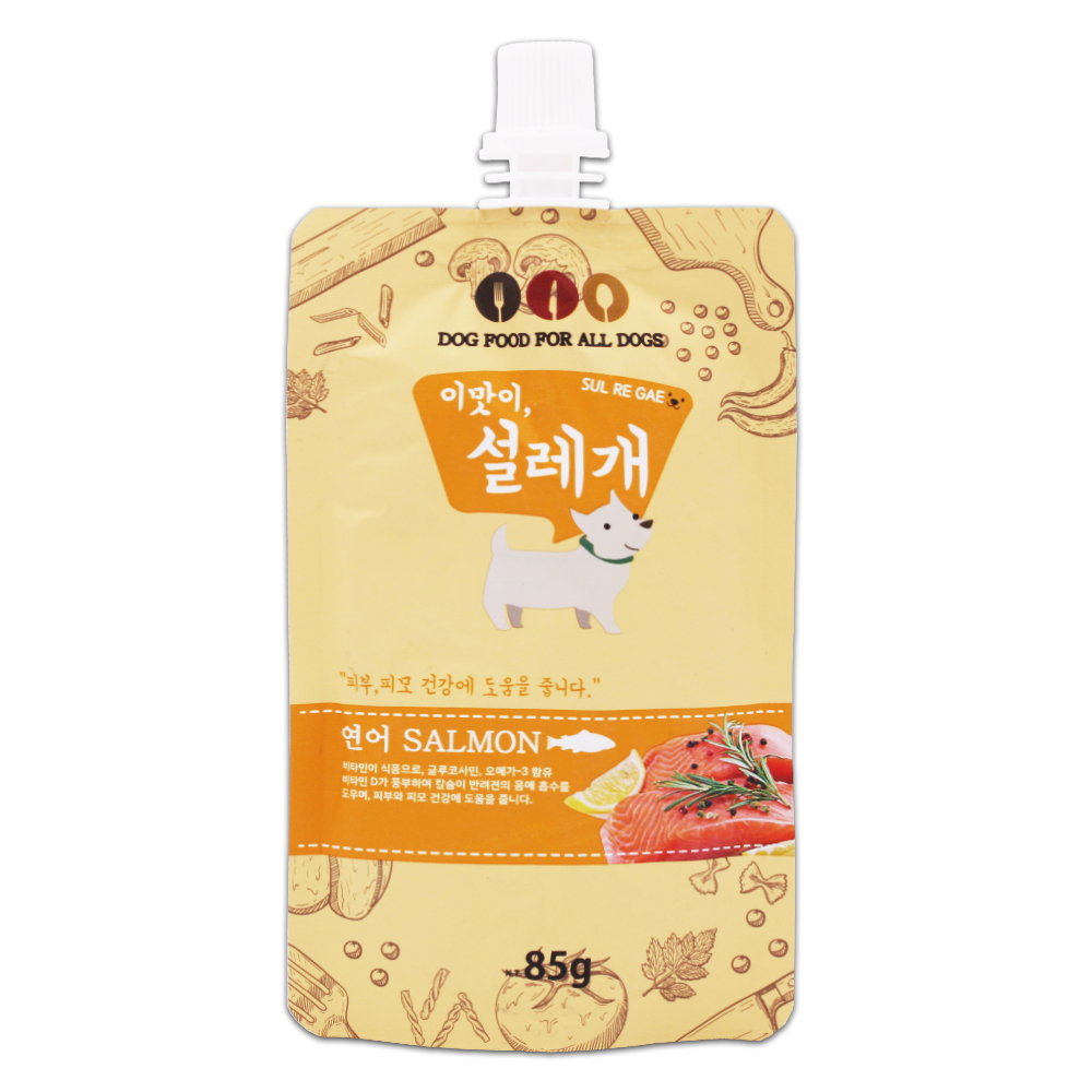 헬로도기 설레개 설레게 강아지츄르 강아지캔 통조림 파우치 짜먹는간식 연어, 85g, 1개 - 메인 이미지