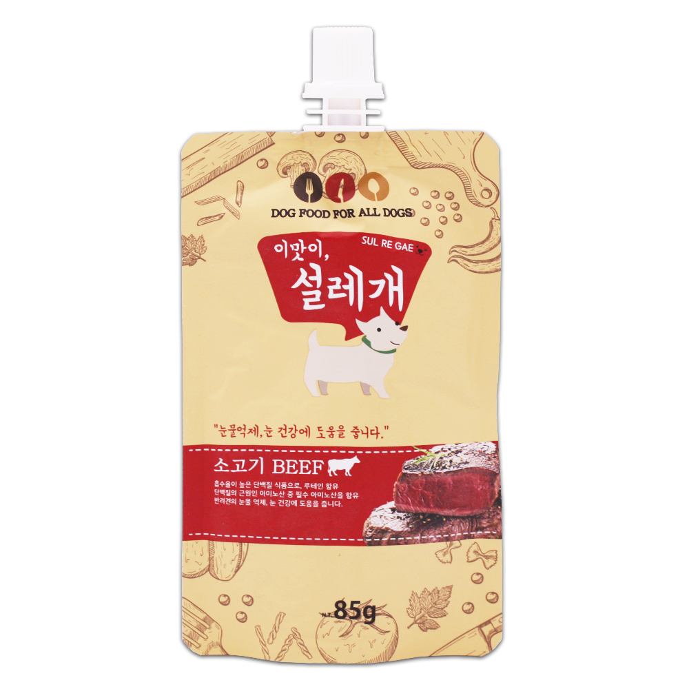 헬로도기 설레개 설레게 강아지츄르 강아지캔 통조림 파우치 짜먹는간식 소고기, 85g, 1개 - 메인 이미지