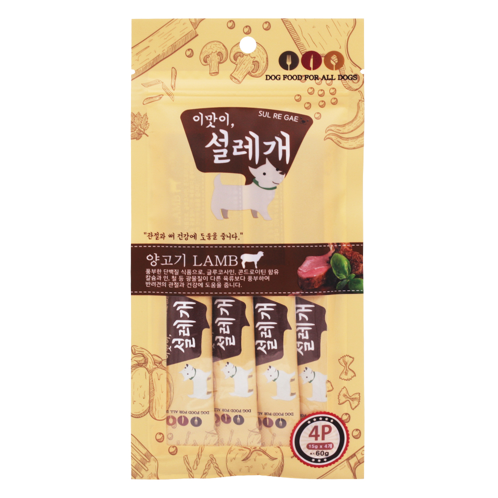 헬로도기 설레개 설레게 강아지츄르 강아지캔 통조림 파우치 짜먹는간식 양고기, 60g, 1개 - 메인 이미지