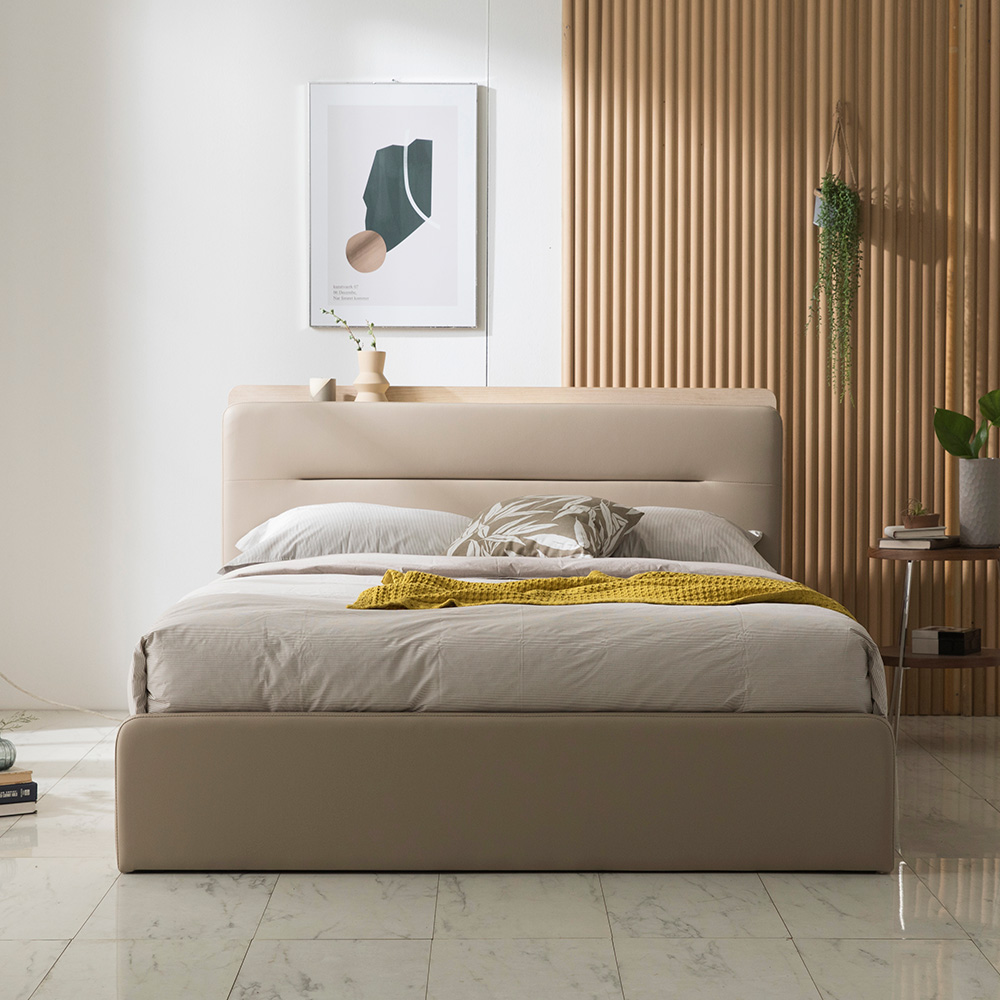 장인가구 루아 터치센서 LED 가죽헤드 3서랍 수납침대 Q 라텍폼스 7존독립