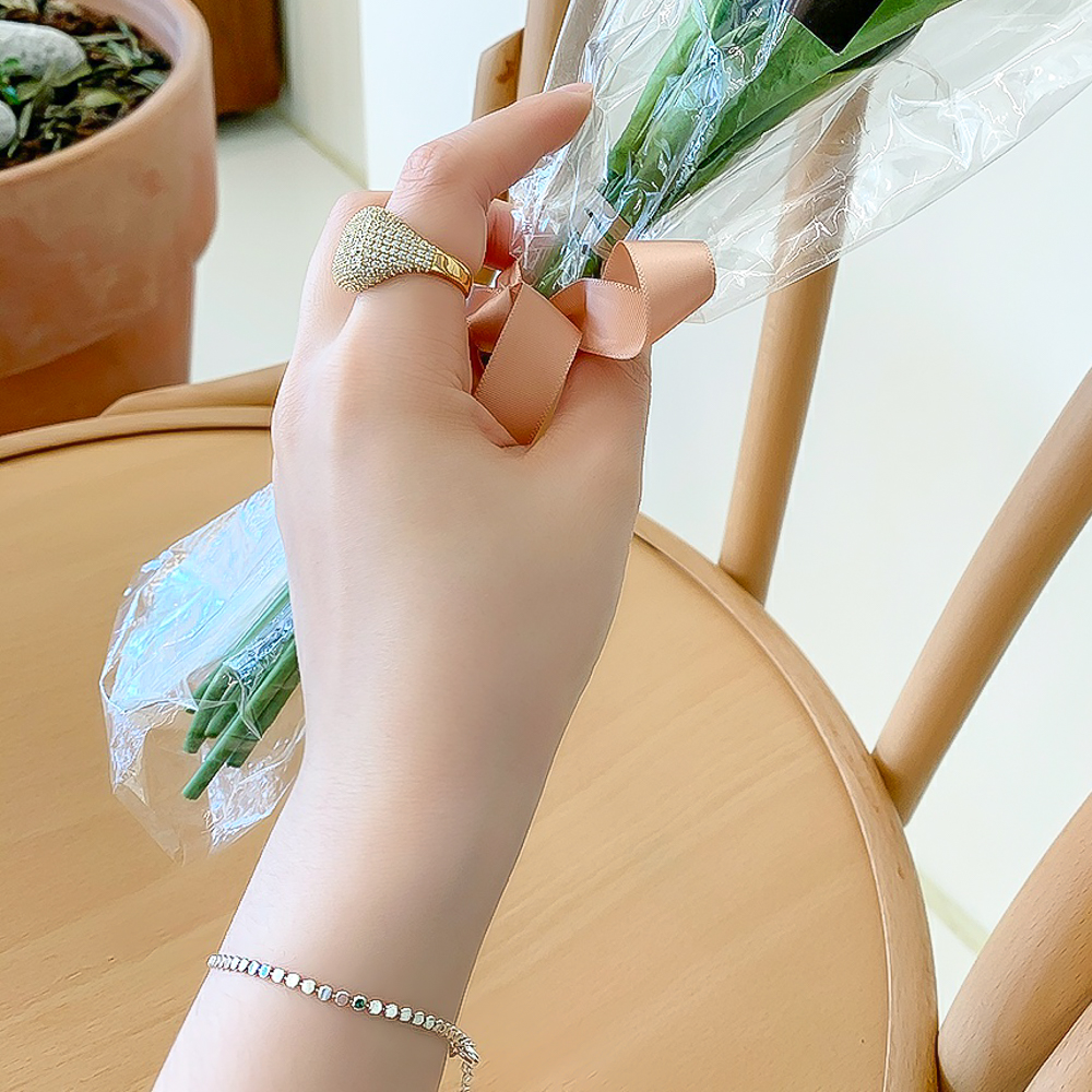 실버925 납작 은볼 체인 16cm 팔찌 - 상세 이미지 5