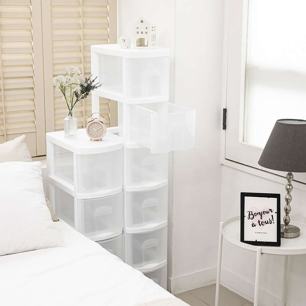 플라팜 틈새 좁은 플라스틱 서랍장 투명 슬림 수납장 소형 2단