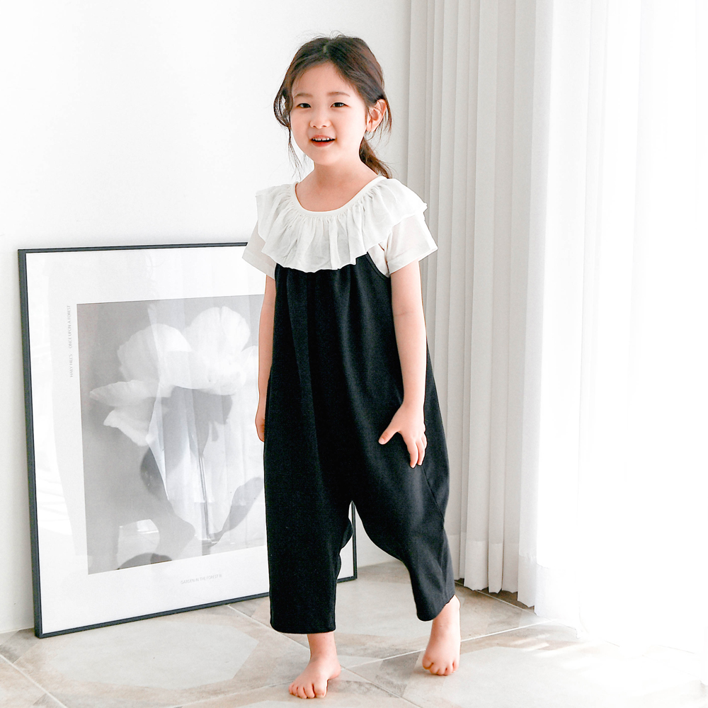 나로 프릴티셔츠 여아 아동 오렌지 옐로우 아이보리 보통핏 면