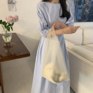 헨지 퍼프 벌룬 여름 반팔 5부 핀턱 하객 라운드넥 코튼 절개 밴딩 루즈... 착용 후기 | 사이즈/핏 총정리 - 상품 이미지 1