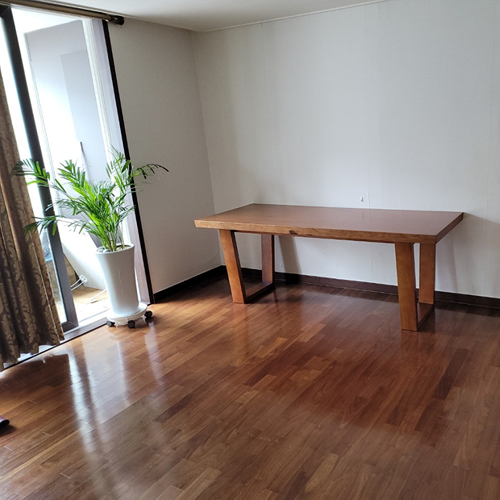 [뉴송 우드슬랩] 스타벅스 식탁 V 테이블 ALL-WOOD  원목다리프레임