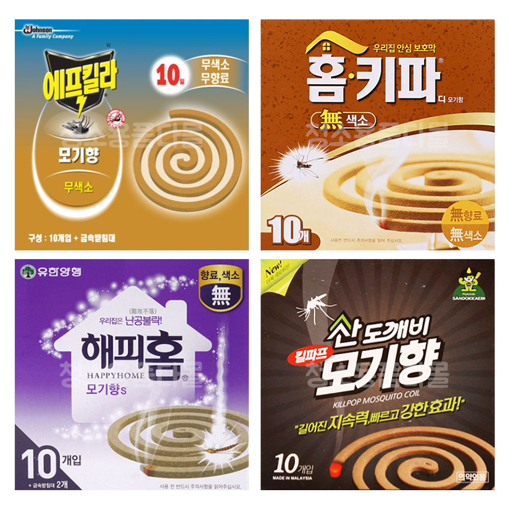 에프킬라 해피 홈 키파 산도깨비 모기향 10개입 무색소 무향 모기 기피 약 캠핑 낚시