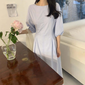 헨지 퍼프 벌룬 여름 반팔 5부 핀턱 하객 라운드넥 코튼 절개 밴딩 루즈... 착용 후기 | 사이즈/핏 총정리 - 상품 이미지 2