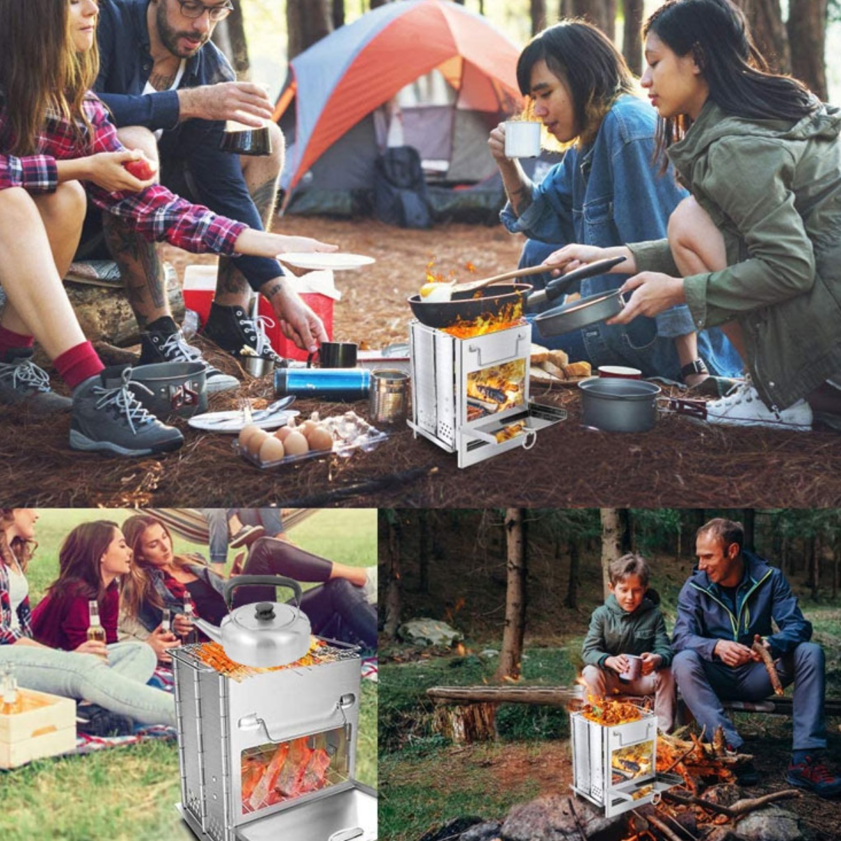 캠핑 미니 난로 스텐 접이식 백패킹 캠핑용 화목난로